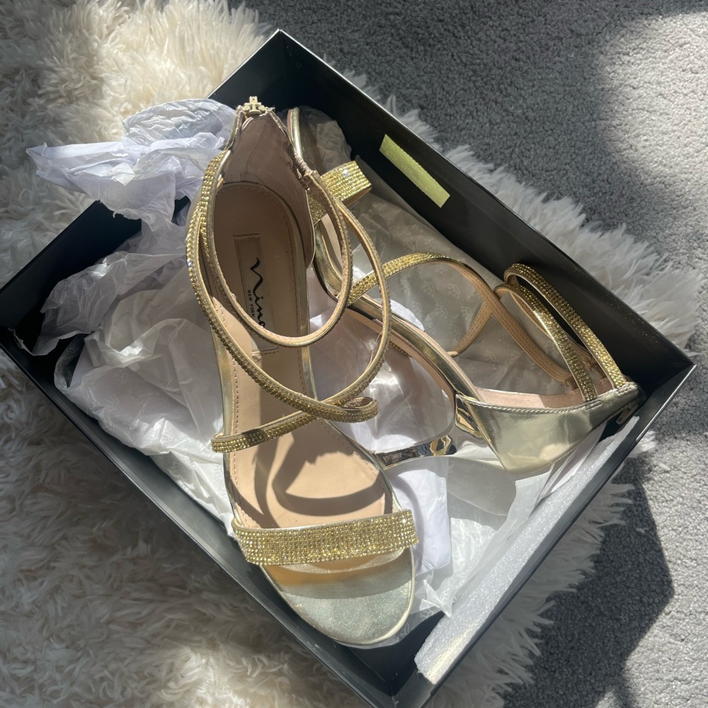 Gold Strappy Heels by Nina